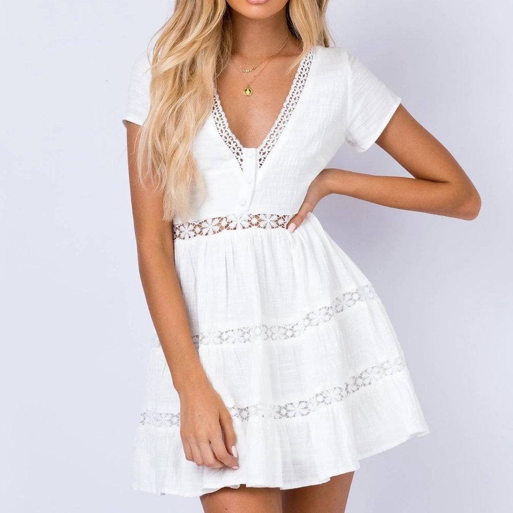 princess polly teasdale mini dress white